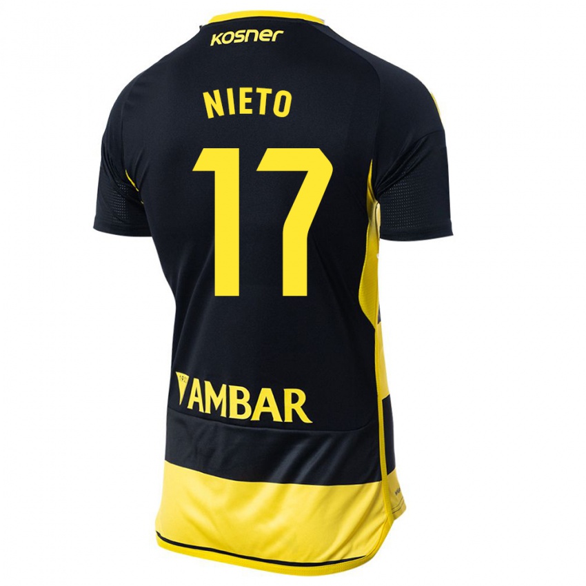 Niño Camiseta Carlos Nieto #17 Negro Amarillo 2ª Equipación 2023/24 La Camisa
