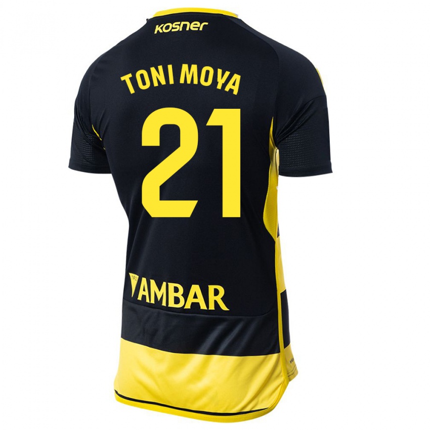 Niño Camiseta Toni Moya #21 Negro Amarillo 2ª Equipación 2023/24 La Camisa