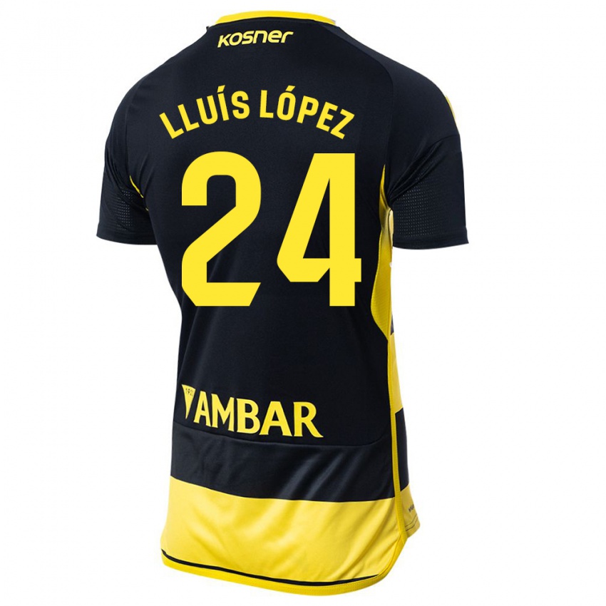 Niño Camiseta Lluís López #24 Negro Amarillo 2ª Equipación 2023/24 La Camisa