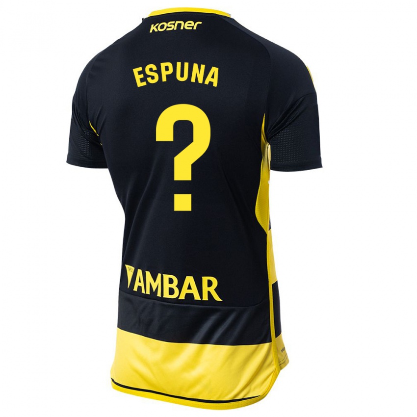 Niño Camiseta Nico Espuña #0 Negro Amarillo 2ª Equipación 2023/24 La Camisa