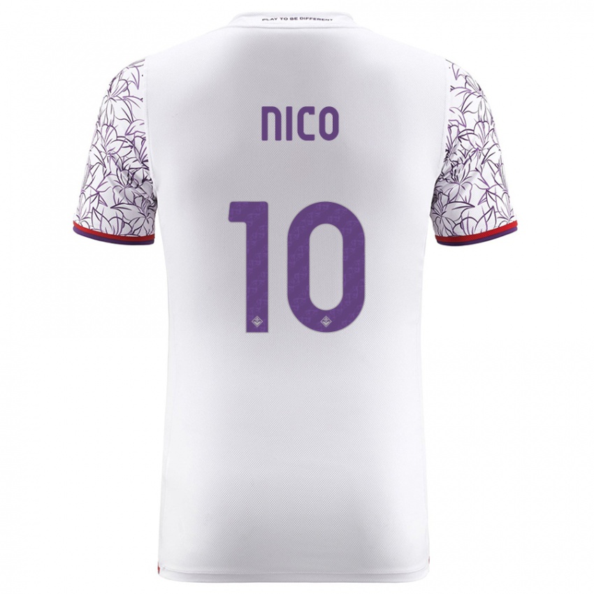 Niño Camiseta Nicolás González #10 Blanco 2ª Equipación 2023/24 La Camisa