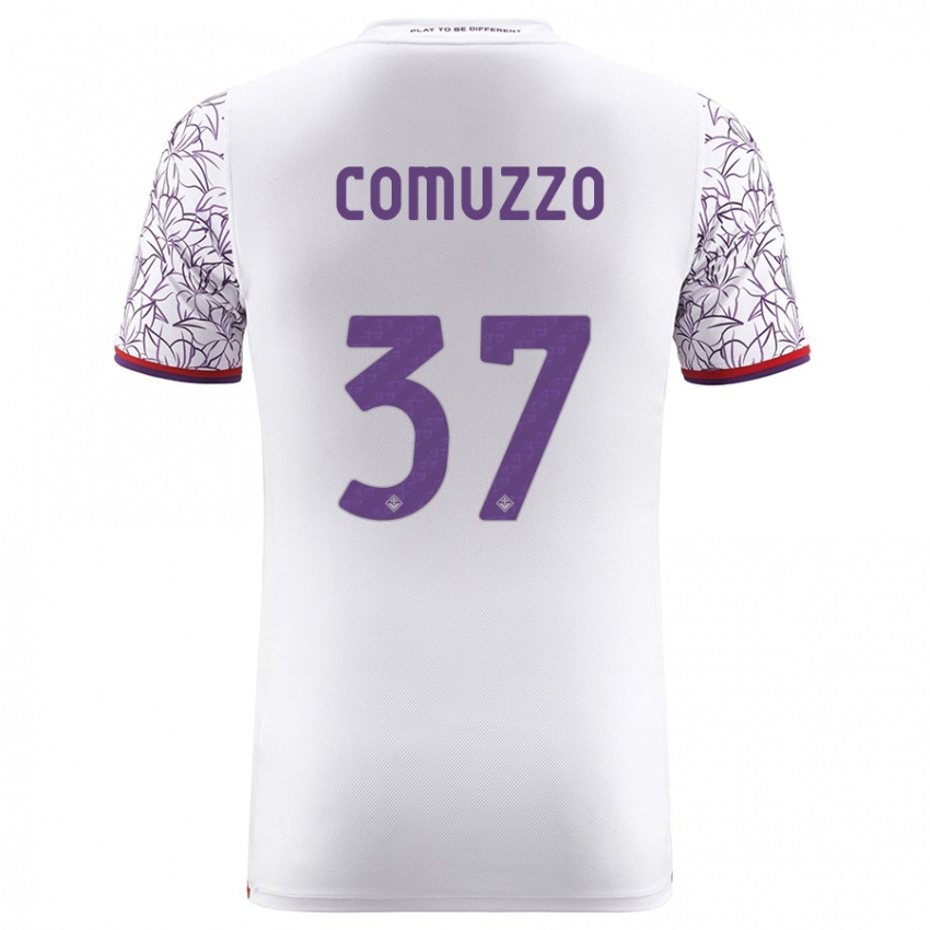 Niño Camiseta Pietro Comuzzo #37 Blanco 2ª Equipación 2023/24 La Camisa