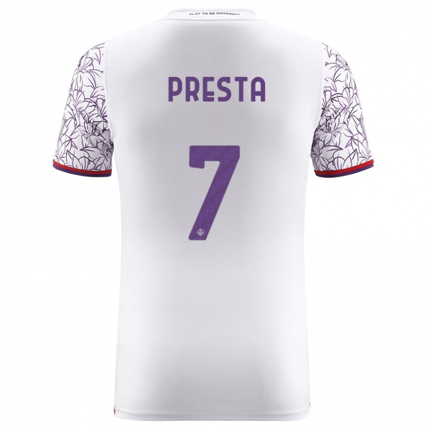 Niño Camiseta Francesco Presta #7 Blanco 2ª Equipación 2023/24 La Camisa