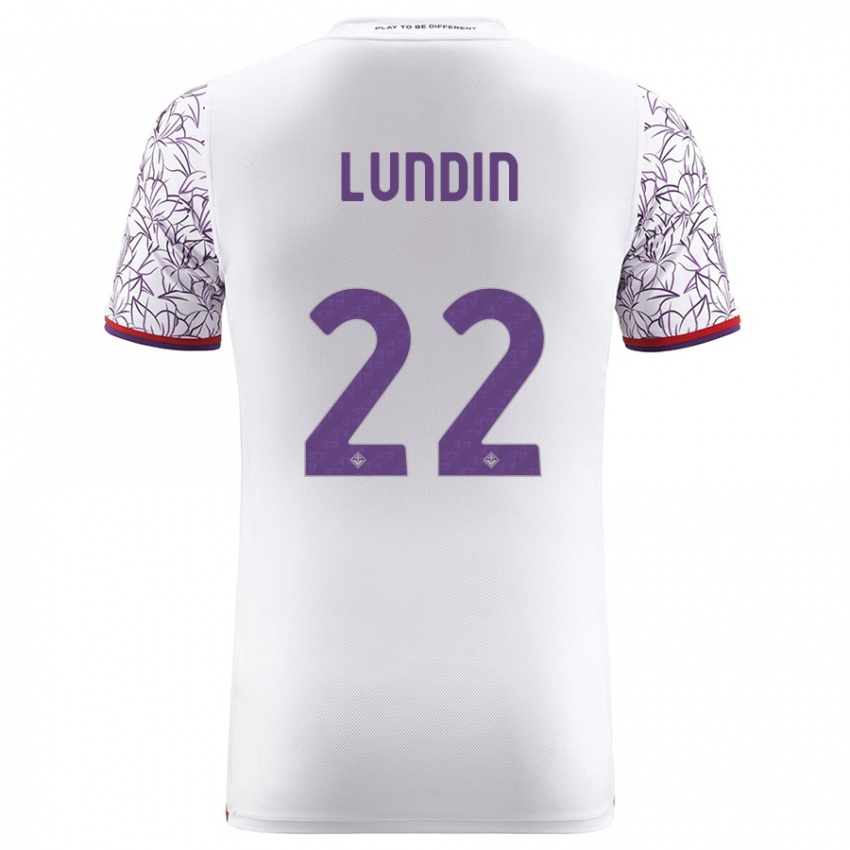Niño Camiseta Karin Lundin #22 Blanco 2ª Equipación 2023/24 La Camisa