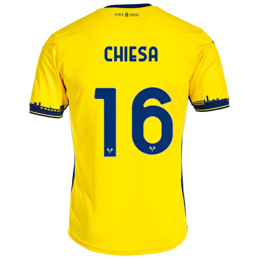 Niño Camiseta Mattia Chiesa #16 Amarillo 2ª Equipación 2023/24 La Camisa