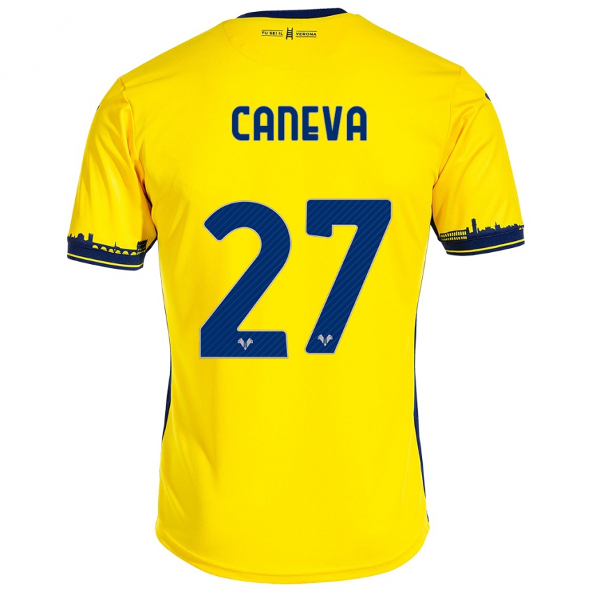 Niño Camiseta Elia Caneva #27 Amarillo 2ª Equipación 2023/24 La Camisa