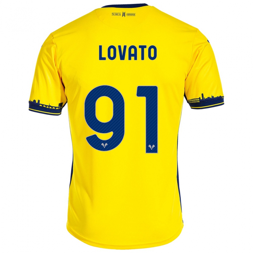 Niño Camiseta Enrico Lovato #91 Amarillo 2ª Equipación 2023/24 La Camisa