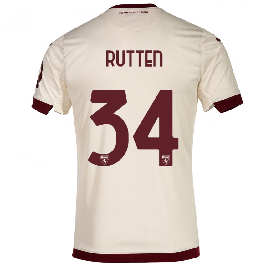 Niño Camiseta Jill Rutten #34 Champán 2ª Equipación 2023/24 La Camisa