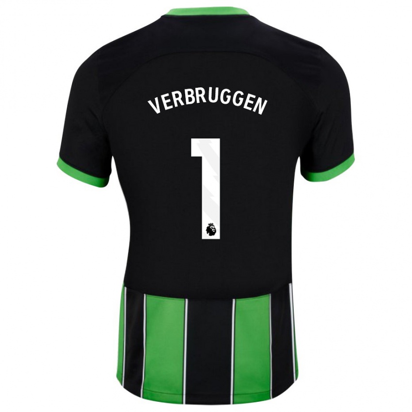 Niño Camiseta Bart Verbruggen #1 Verde Negro 2ª Equipación 2023/24 La Camisa