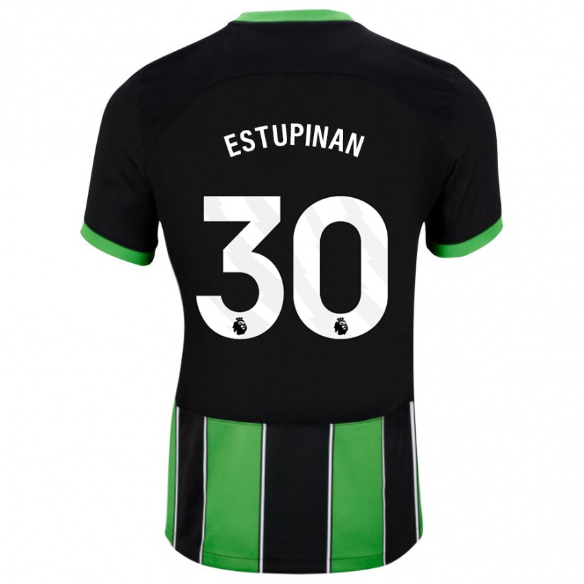 Niño Camiseta Pervis Estupiñán #30 Verde Negro 2ª Equipación 2023/24 La Camisa