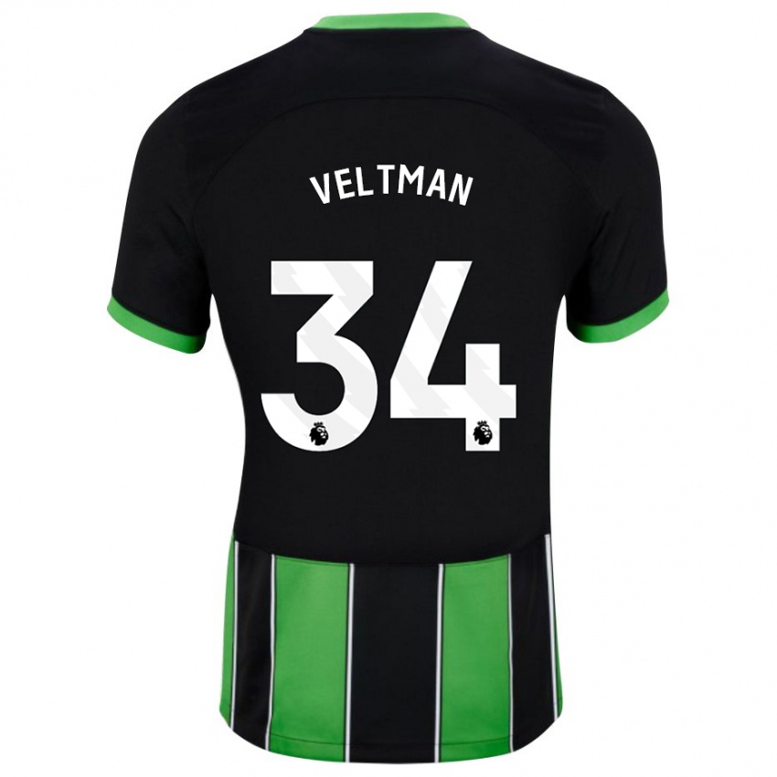 Niño Camiseta Joël Veltman #34 Verde Negro 2ª Equipación 2023/24 La Camisa