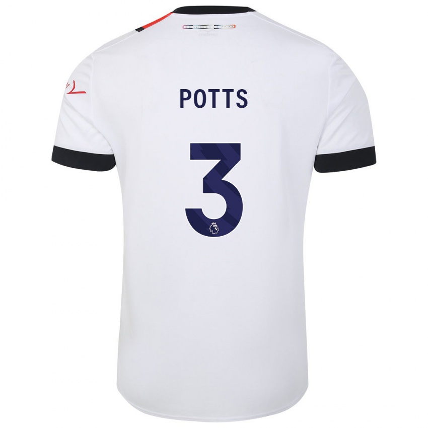 Niño Camiseta Dan Potts #3 Blanco 2ª Equipación 2023/24 La Camisa
