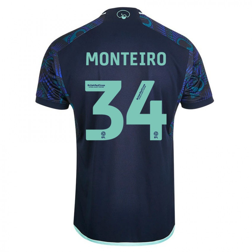 Niño Camiseta Diogo Monteiro #34 Azul 2ª Equipación 2023/24 La Camisa