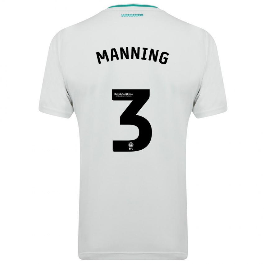 Niño Camiseta Ryan Manning #3 Blanco 2ª Equipación 2023/24 La Camisa