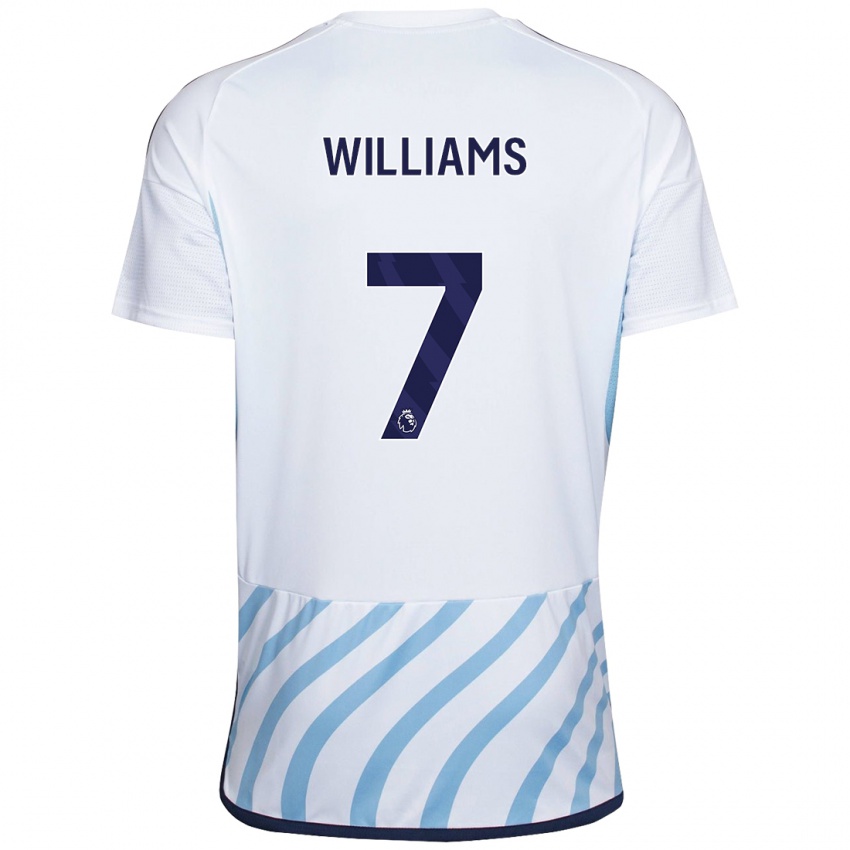 Niño Camiseta Neco Williams #7 Blanco Azul 2ª Equipación 2023/24 La Camisa