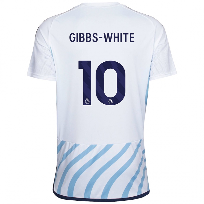 Niño Camiseta Morgan Gibbs-White #10 Blanco Azul 2ª Equipación 2023/24 La Camisa