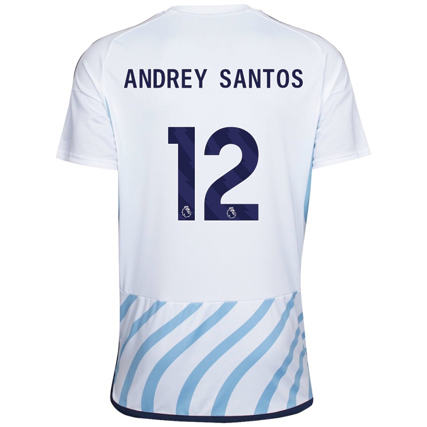 Niño Camiseta Andrey Santos #12 Blanco Azul 2ª Equipación 2023/24 La Camisa