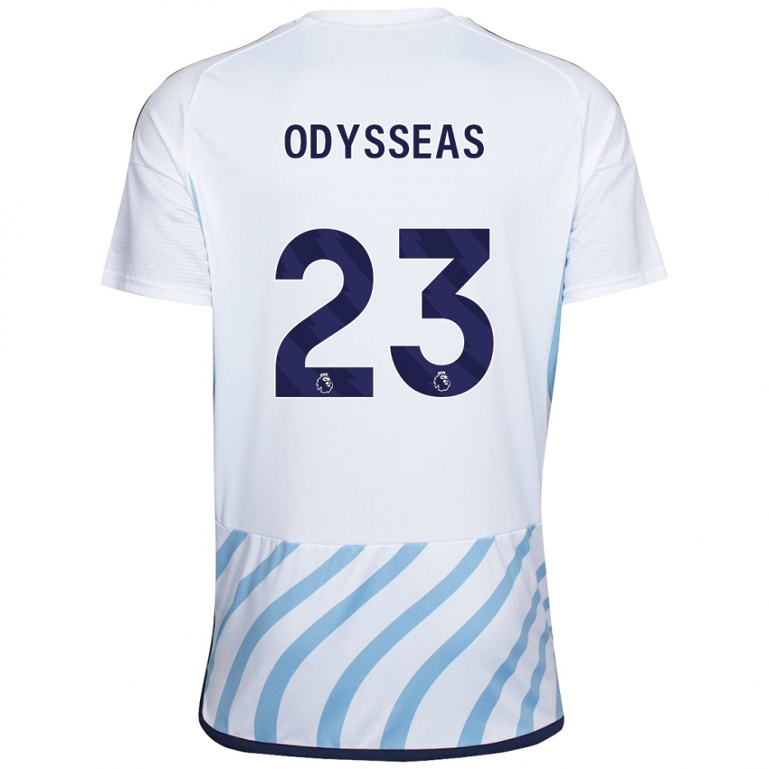 Niño Camiseta Odysseas Vlachodimos #23 Blanco Azul 2ª Equipación 2023/24 La Camisa