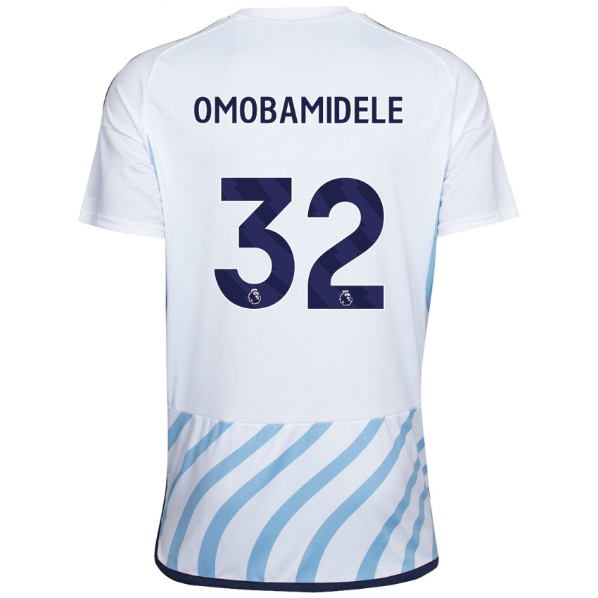 Niño Camiseta Andrew Omobamidele #32 Blanco Azul 2ª Equipación 2023/24 La Camisa
