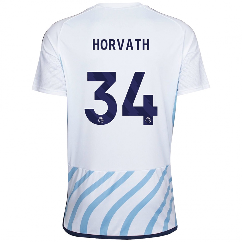 Niño Camiseta Ethan Horvath #34 Blanco Azul 2ª Equipación 2023/24 La Camisa