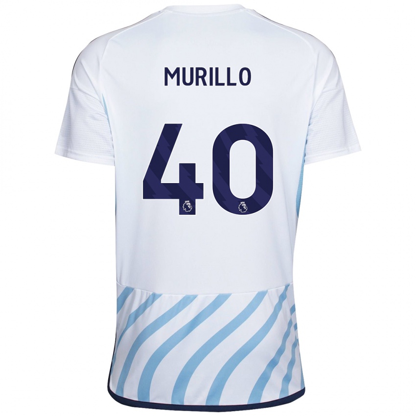 Niño Camiseta Murillo #40 Blanco Azul 2ª Equipación 2023/24 La Camisa