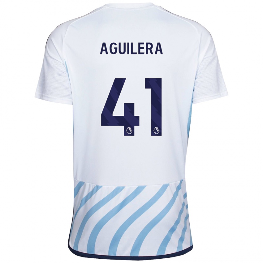 Niño Camiseta Brandon Aguilera #41 Blanco Azul 2ª Equipación 2023/24 La Camisa