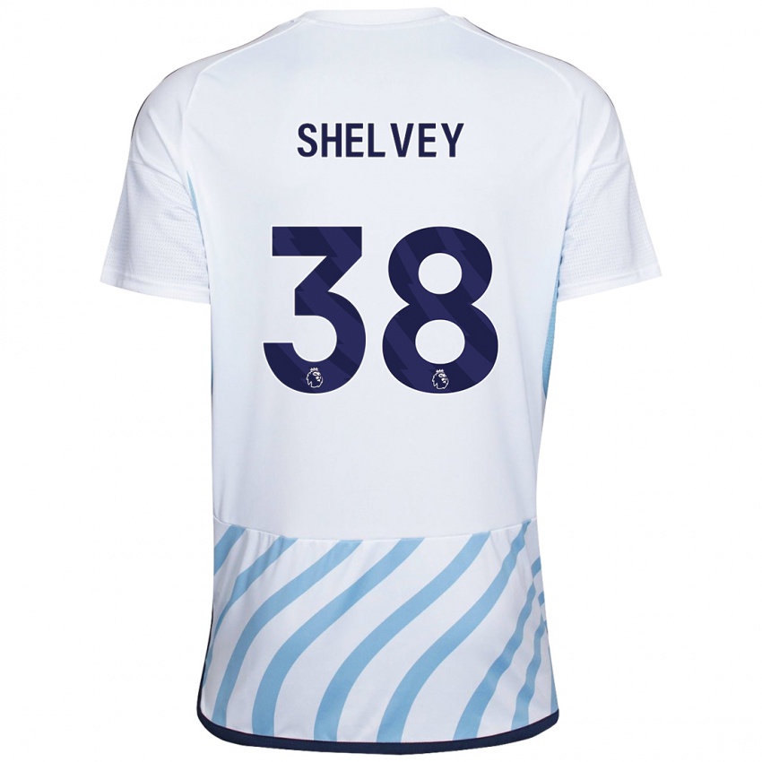 Niño Camiseta George Shelvey #38 Blanco Azul 2ª Equipación 2023/24 La Camisa