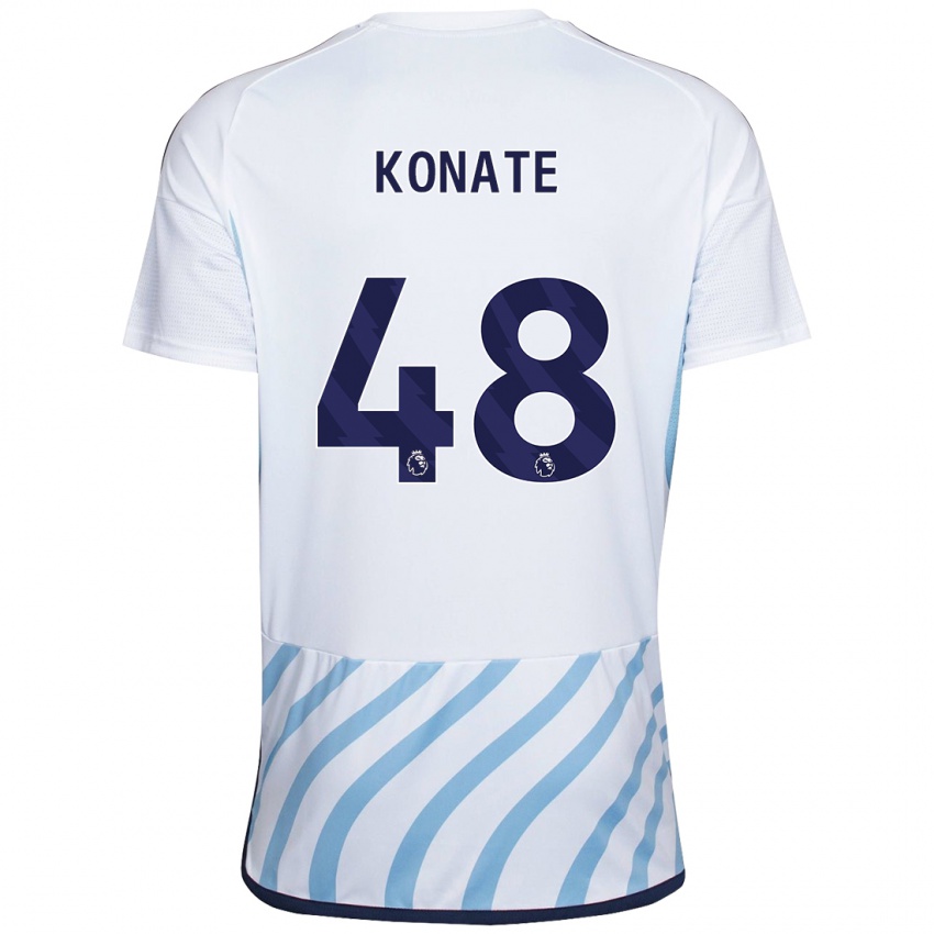 Niño Camiseta Ateef Konaté #48 Blanco Azul 2ª Equipación 2023/24 La Camisa