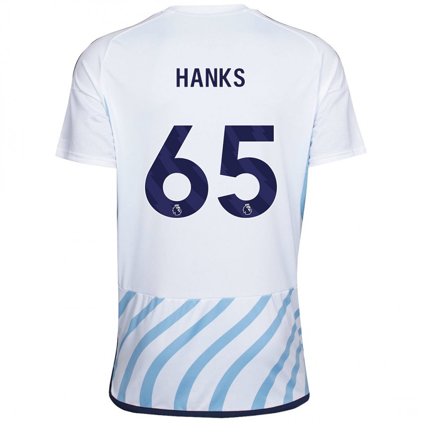 Niño Camiseta Justin Hanks #65 Blanco Azul 2ª Equipación 2023/24 La Camisa