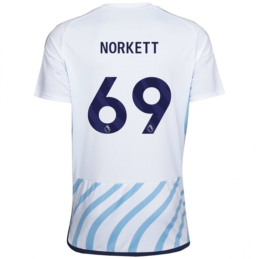 Niño Camiseta Manni Norkett #69 Blanco Azul 2ª Equipación 2023/24 La Camisa