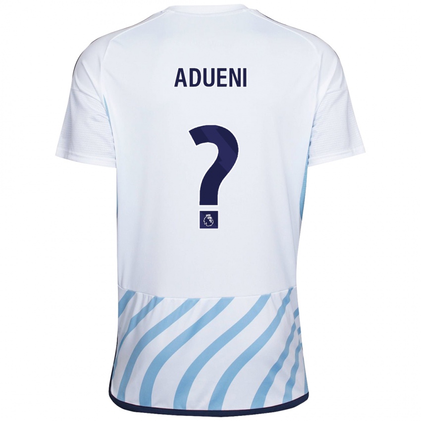 Niño Camiseta Kevin Adueni #0 Blanco Azul 2ª Equipación 2023/24 La Camisa