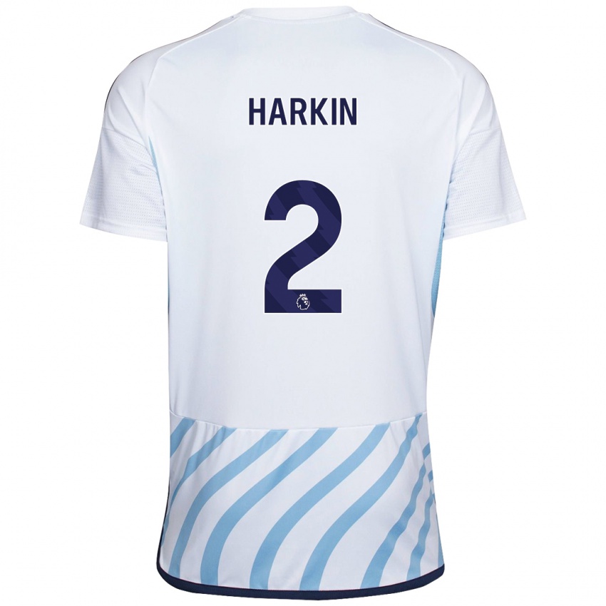 Niño Camiseta Lyndsey Harkin #2 Blanco Azul 2ª Equipación 2023/24 La Camisa