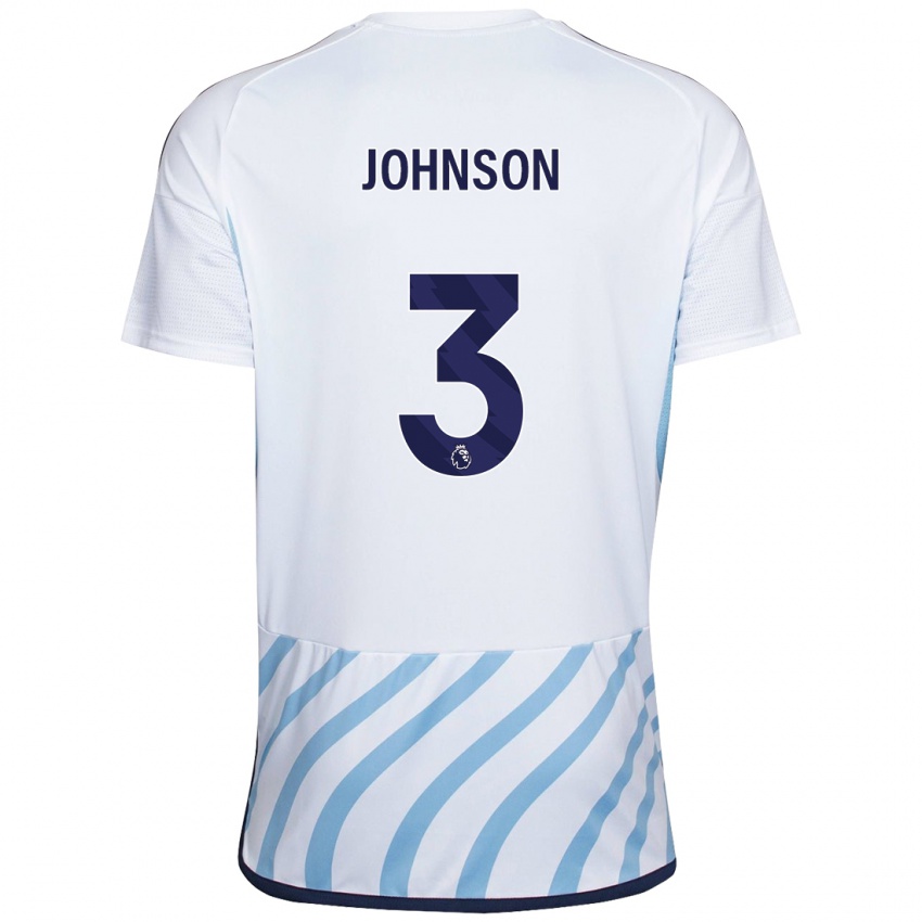 Niño Camiseta Nat Johnson #3 Blanco Azul 2ª Equipación 2023/24 La Camisa