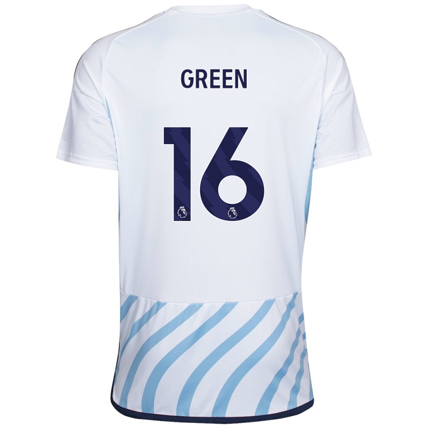 Niño Camiseta Mollie Green #16 Blanco Azul 2ª Equipación 2023/24 La Camisa