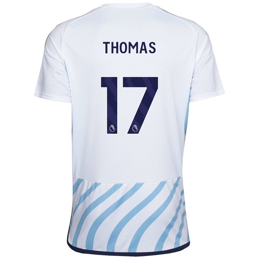 Niño Camiseta Freya Thomas #17 Blanco Azul 2ª Equipación 2023/24 La Camisa