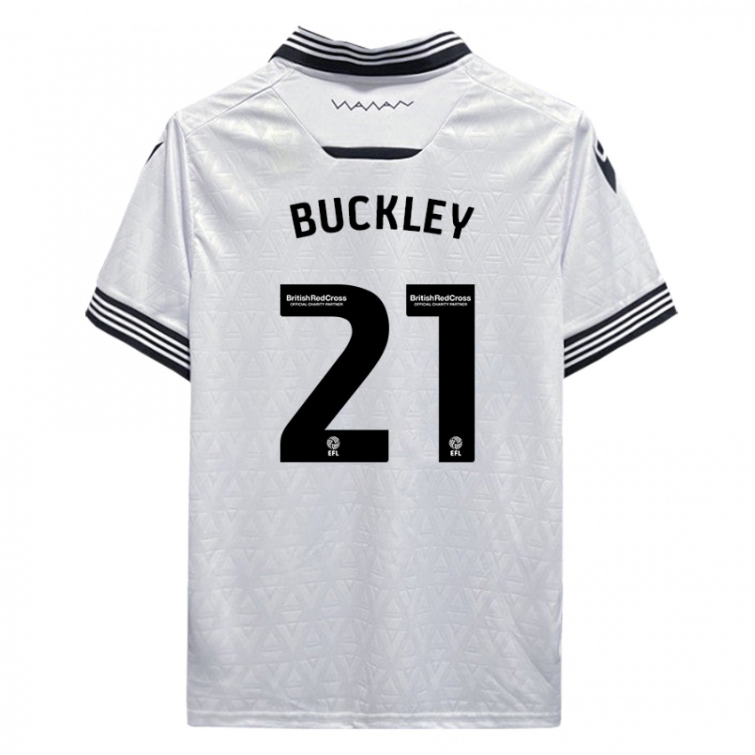 Niño Camiseta John Buckley #21 Blanco 2ª Equipación 2023/24 La Camisa
