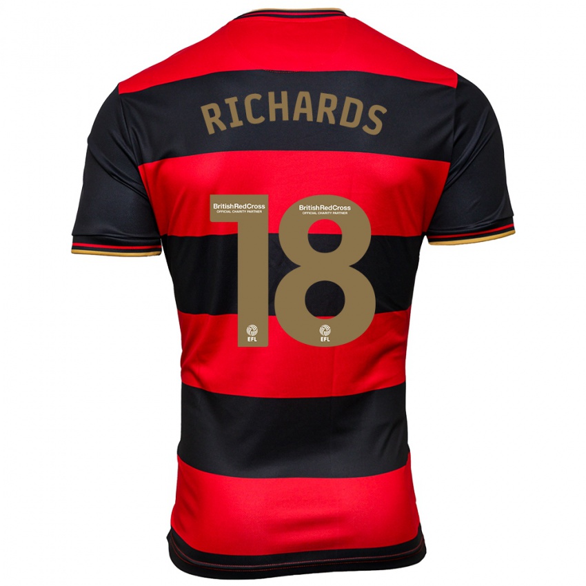 Niño Camiseta Taylor Richards #18 Negro Rojo 2ª Equipación 2023/24 La Camisa