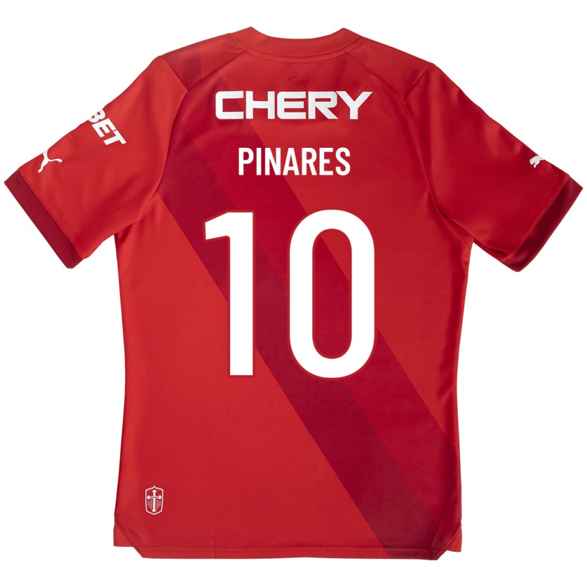 Niño Camiseta César Pinares #10 Rojo 2ª Equipación 2023/24 La Camisa