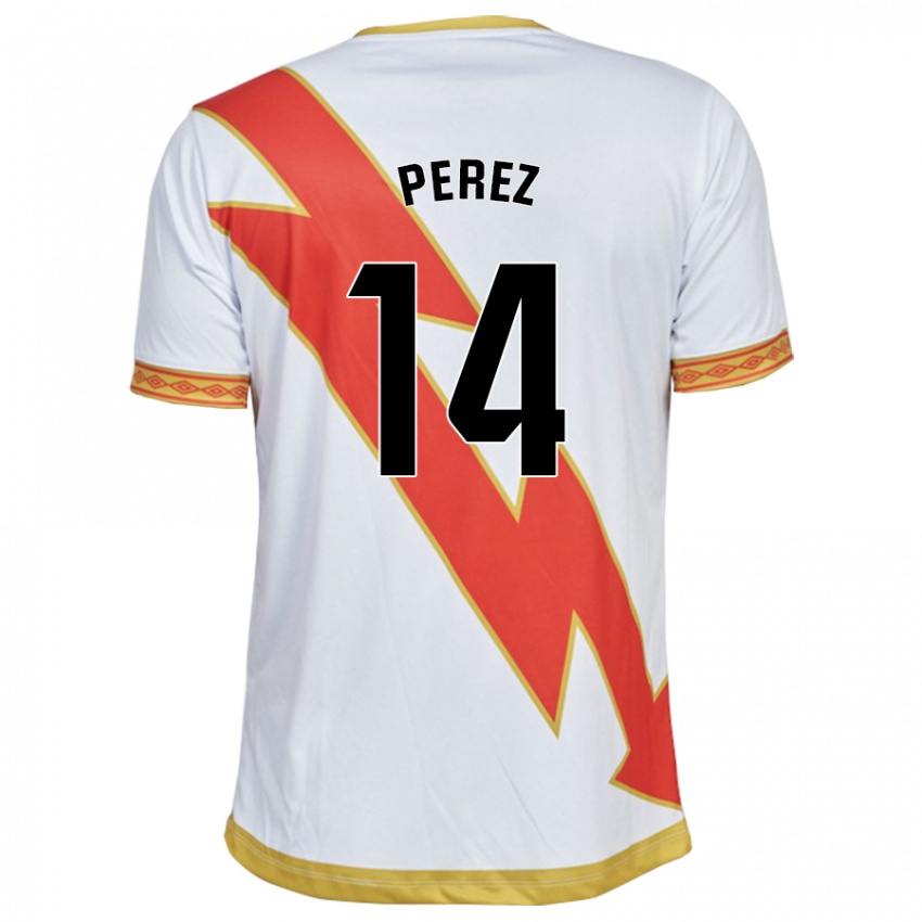 Hombre Camiseta Kike Pérez #14 Blanco 1ª Equipación 2023/24 La Camisa
