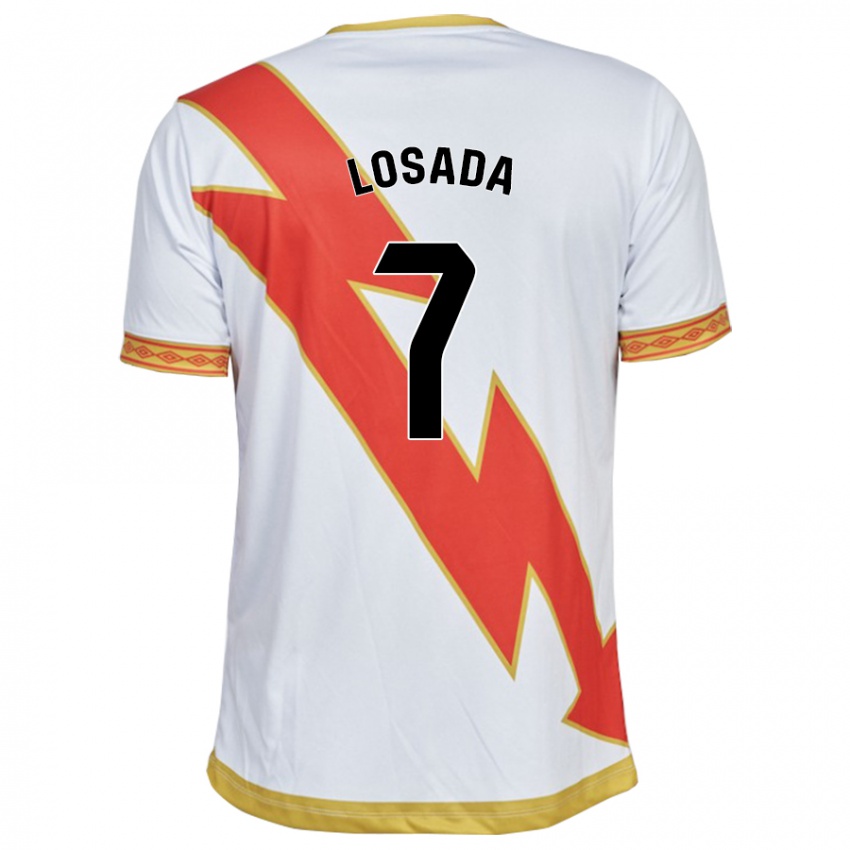 Hombre Camiseta Juan Losada #7 Blanco 1ª Equipación 2023/24 La Camisa