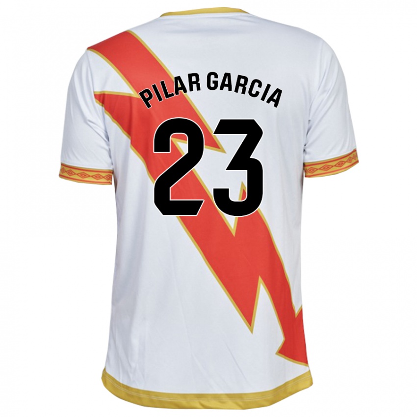 Hombre Camiseta María Pilar García Villalba #23 Blanco 1ª Equipación 2023/24 La Camisa