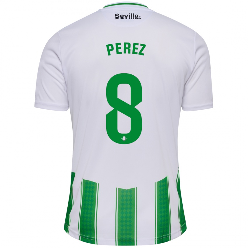 Hombre Camiseta Dani Pérez #8 Blanco 1ª Equipación 2023/24 La Camisa