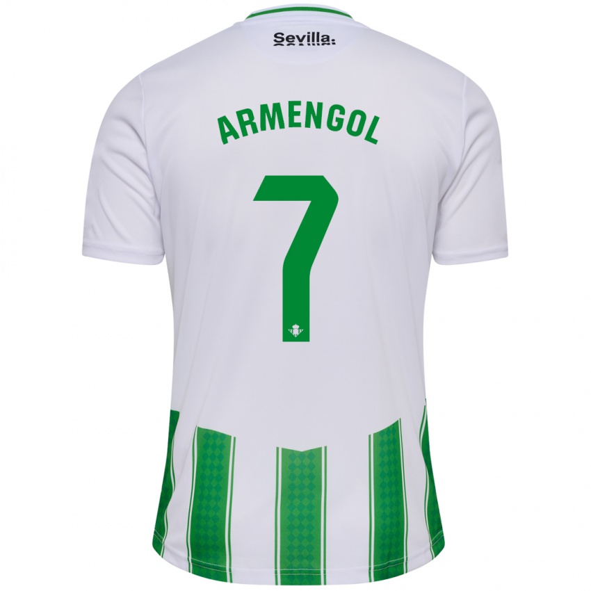 Hombre Camiseta Carla Armengol Joaniquet #7 Blanco 1ª Equipación 2023/24 La Camisa