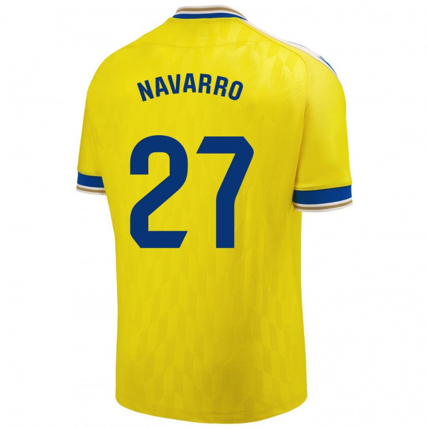 Hombre Camiseta Robert Navarro #27 Amarillo 1ª Equipación 2023/24 La Camisa