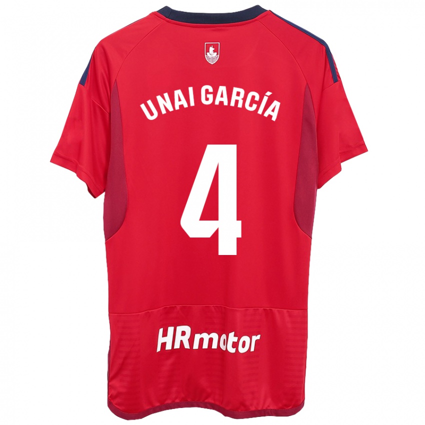 Hombre Camiseta Unai García #4 Rojo 1ª Equipación 2023/24 La Camisa