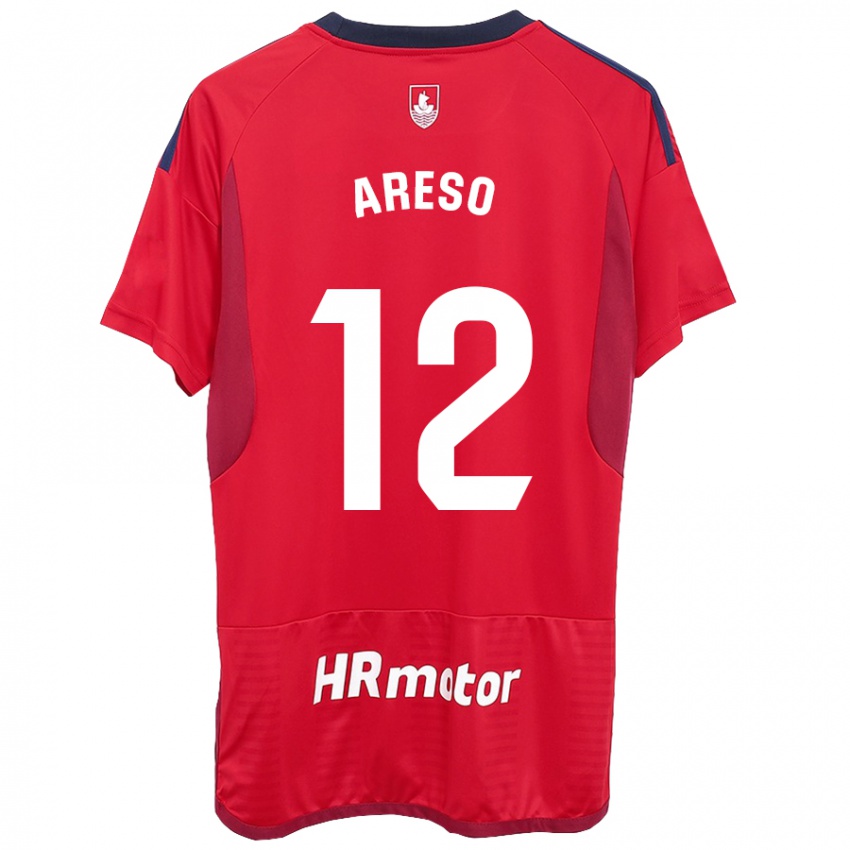 Hombre Camiseta Jesus Areso #12 Rojo 1ª Equipación 2023/24 La Camisa