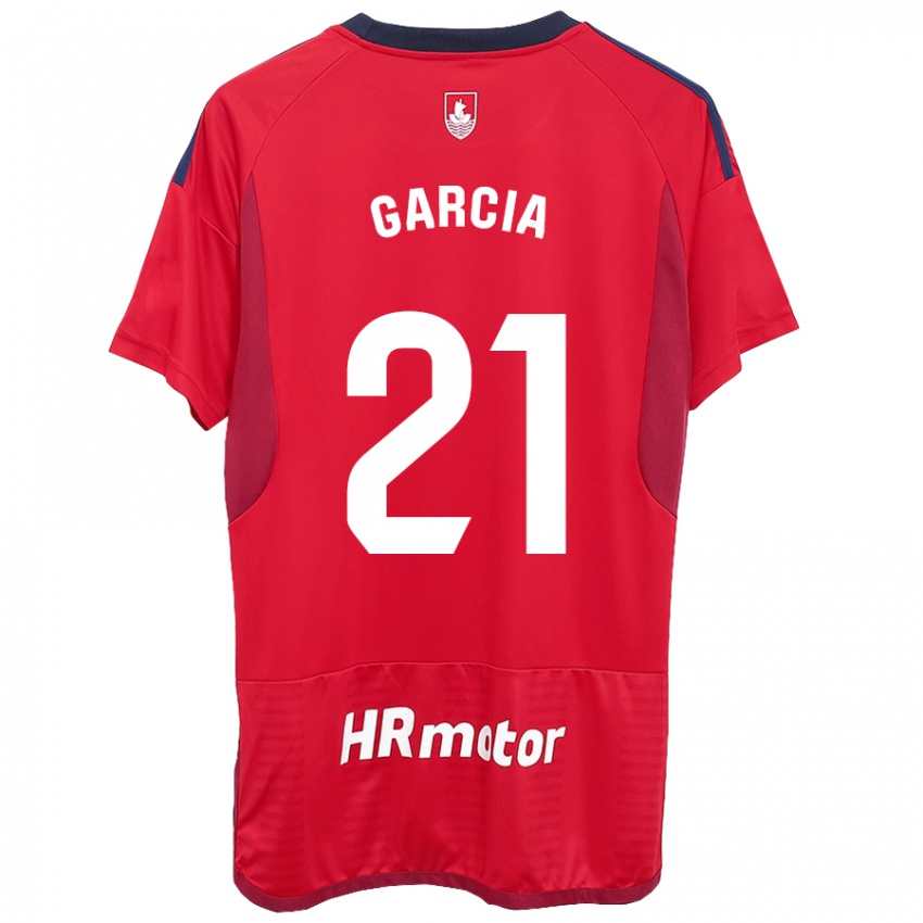 Hombre Camiseta Jon García #21 Rojo 1ª Equipación 2023/24 La Camisa