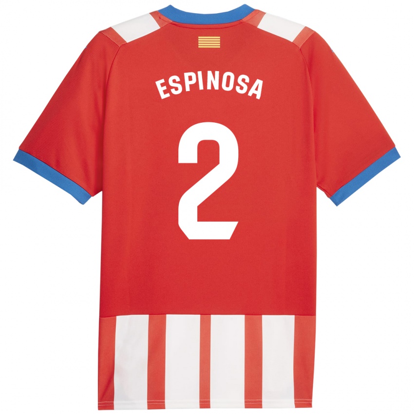 Hombre Camiseta Bernardo Espinosa #2 Rojo Blanco 1ª Equipación 2023/24 La Camisa