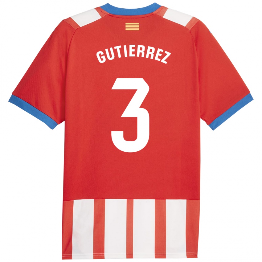 Hombre Camiseta Miguel Gutierrez #3 Rojo Blanco 1ª Equipación 2023/24 La Camisa