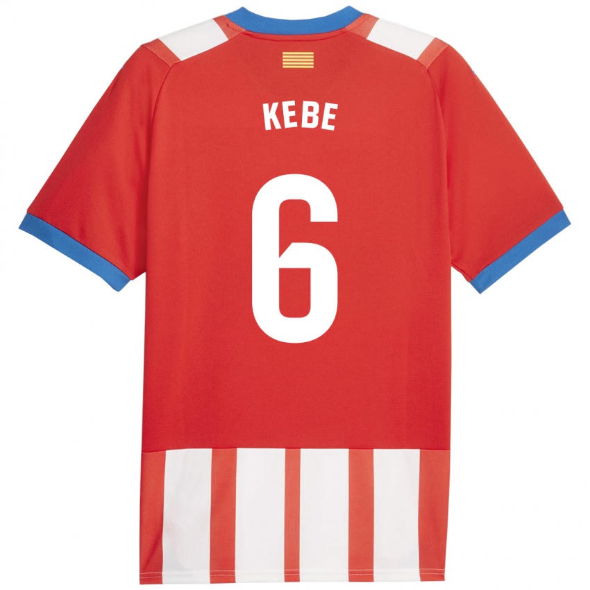 Hombre Camiseta Ibrahima Kébé #6 Rojo Blanco 1ª Equipación 2023/24 La Camisa